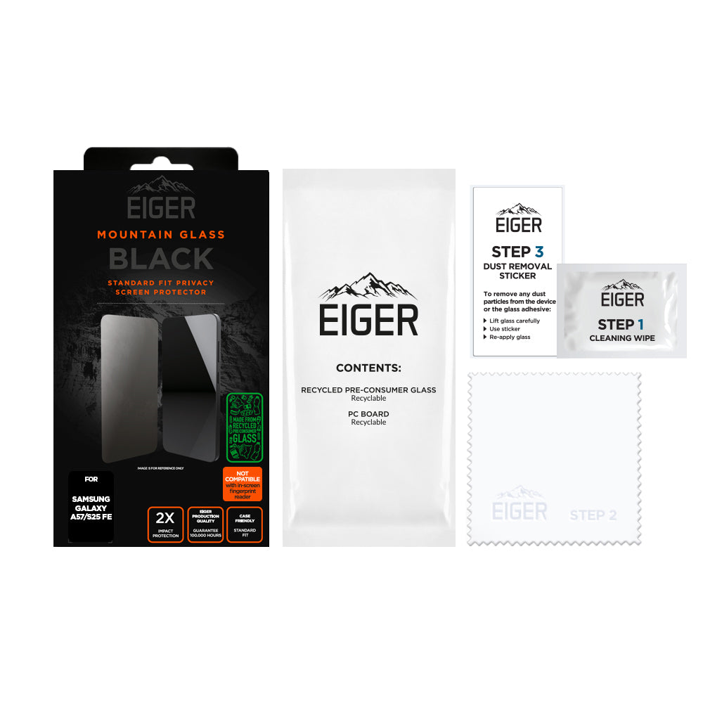 Eiger Mountain Black Privacy Screen Protector GRS for Samsung Galaxy A57/ S25 FE