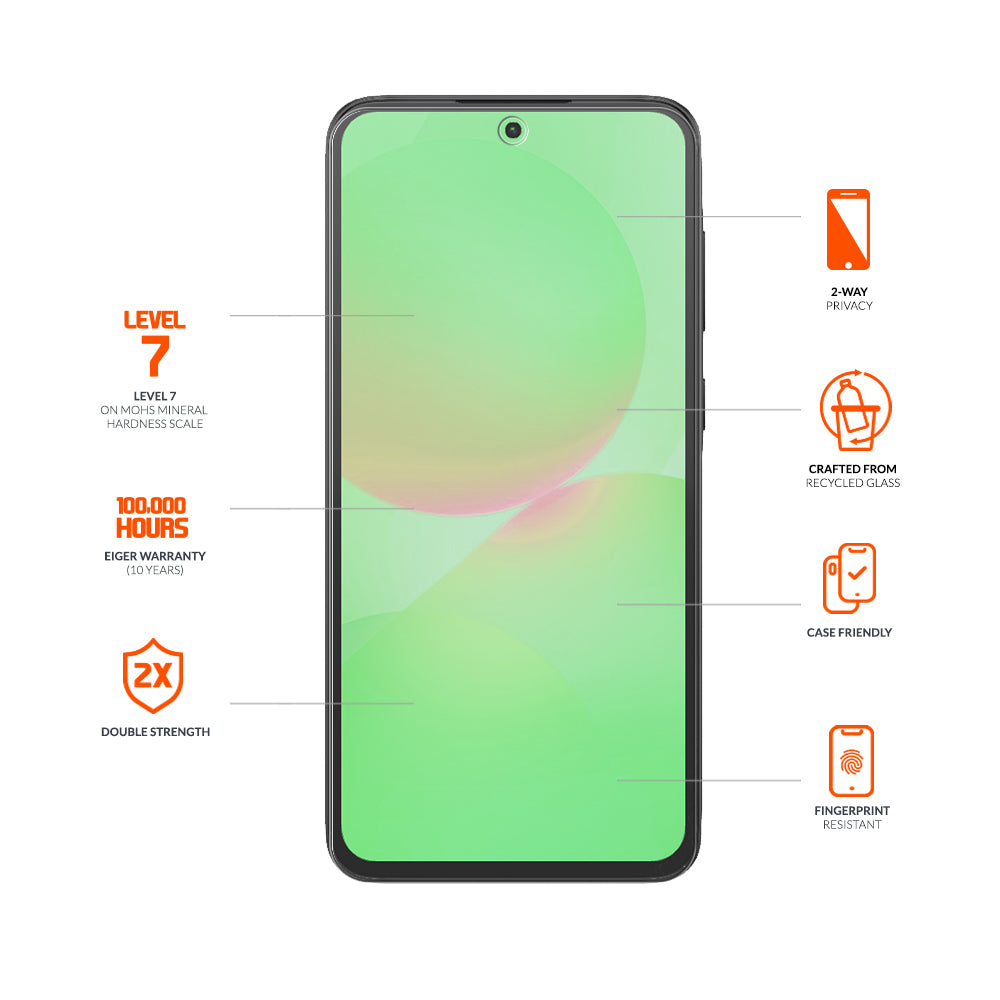 Eiger Mountain Black Privacy Screen Protector GRS for Samsung Galaxy A57/ S25 FE