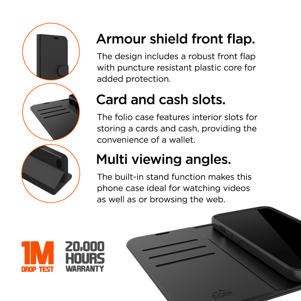 Eiger North Folio Case for Google Pixel 10a in Black