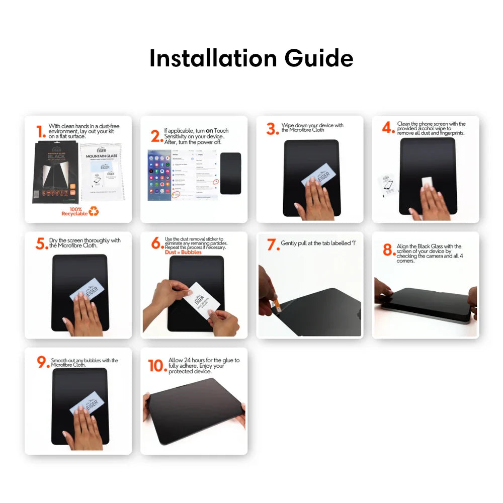 Eiger Mountain Black Privacy Tablet Screen Protector GRS for Samsung Galaxy Tab  S11/ S10 Lite/ S10 FE/ S9 FE/ S9