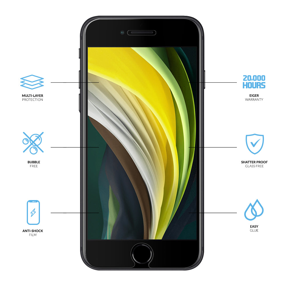 Eiger Mountain H.I.T High Impact Triflex Screen Protector (2 Pack) for Apple iPhone 7 / 8 / SE (2020) (2022)