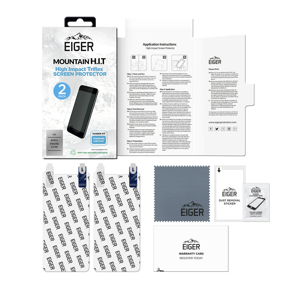 Eiger Mountain High Impact Triflex Screen Protector (2 Pack) for Apple iPhone 11 / XR