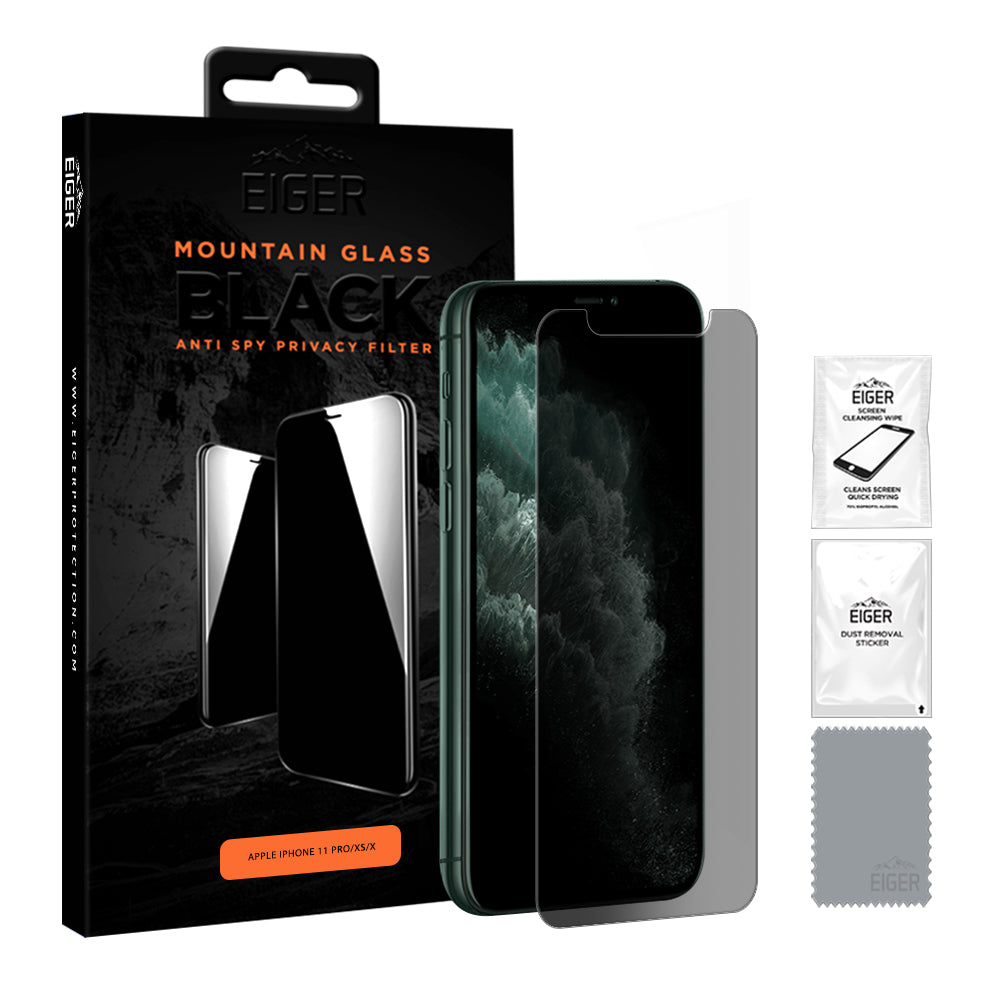 Eiger Mountain Glass Black Privacy 2.5D Screen Protector for Apple iPhone 11 Pro / XS / X