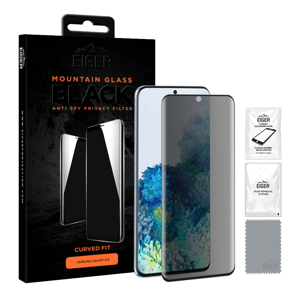 Eiger Mountain Glass Black Privacy 3D Screen Protector for Samsung Galaxy S20