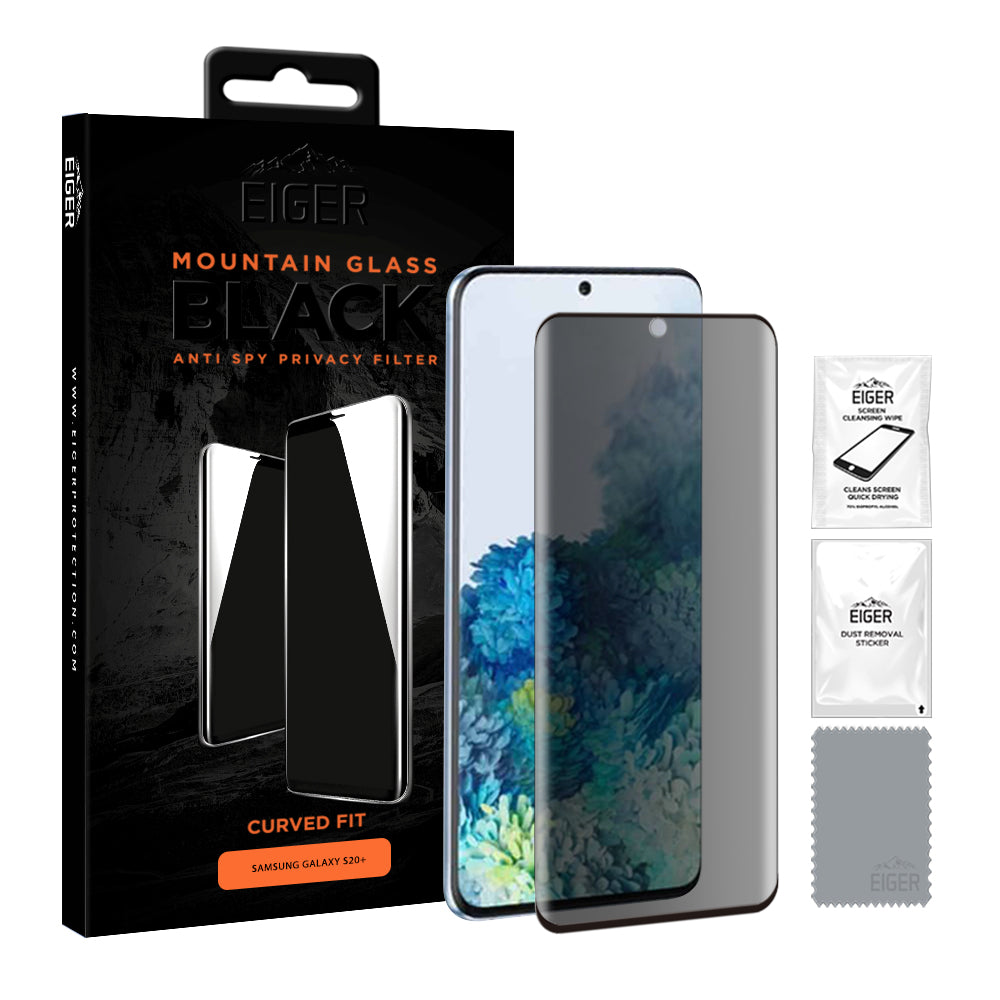 Eiger Mountain Glass Black Privacy 3D Screen Protector for Samsung Galaxy S20+