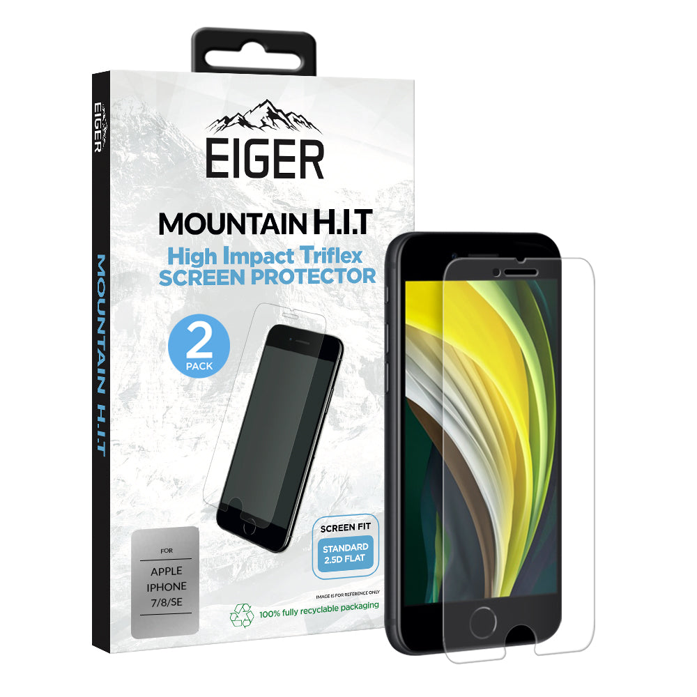 Eiger Mountain H.I.T High Impact Triflex Screen Protector (2 Pack) for Apple iPhone 7 / 8 / SE (2020) (2022)