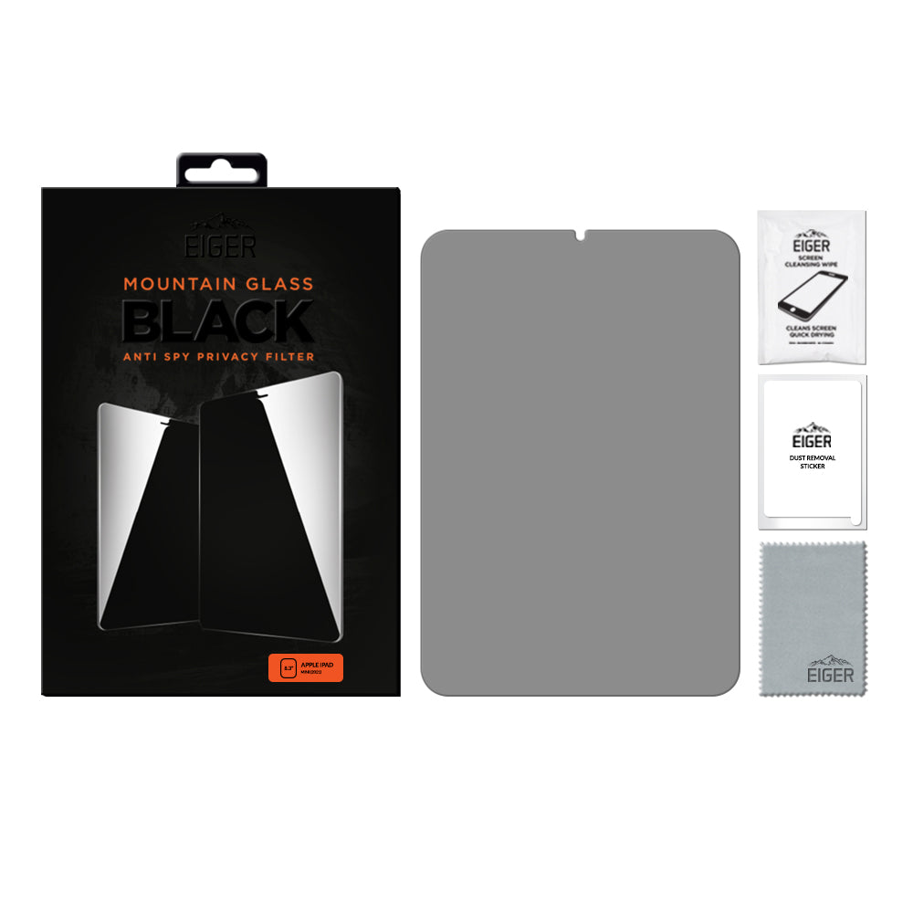 Eiger Mountain Glass Black Privacy 2.5D Screen Protector for Apple iPad Mini 6 (2021)