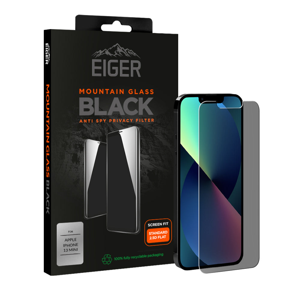 Eiger Mountain Glass Black Privacy 2.5D Screen Protector for Apple iPhone 13 Mini