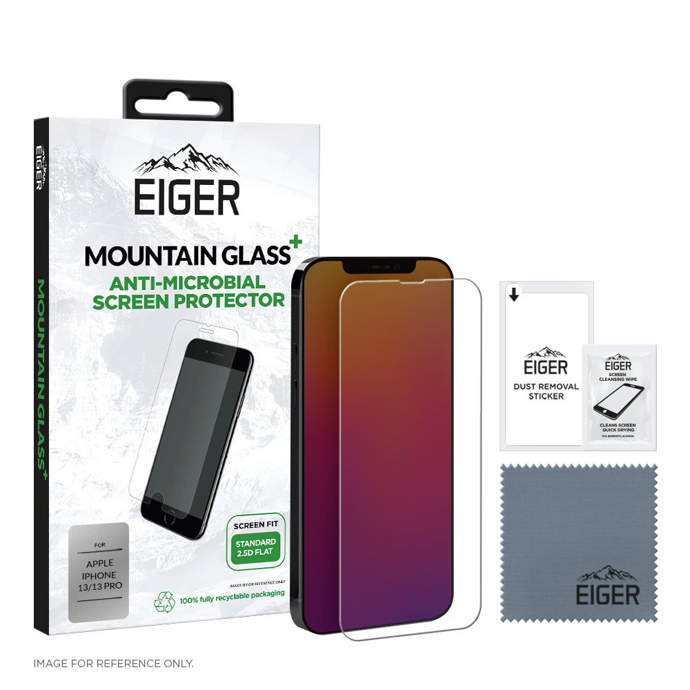 Eiger Mountain Glass+ 2.5D Anti-Microbial Screen Protector for iPhone 13 / 13 Pro / 14