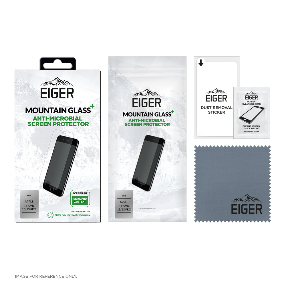 Eiger Mountain Glass+ 2.5D Anti-Microbial Screen Protector for iPhone 13 / 13 Pro / 14