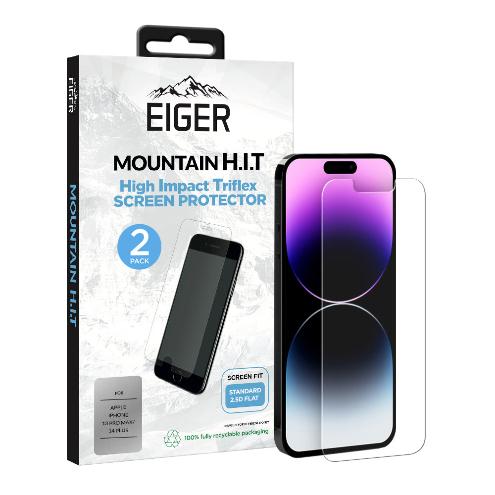 Eiger Mountain H.I.T High Impact Film Screen Protector (2 Pack) for Apple iPhone 13 Pro Max / 14 Plus