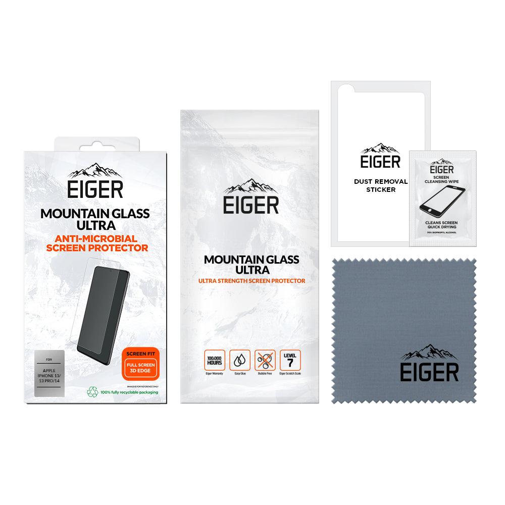 Eiger Mountain Glass Ultra Super Strong 3D Screen Protector for Apple iPhone 13 / 13 Pro / 14