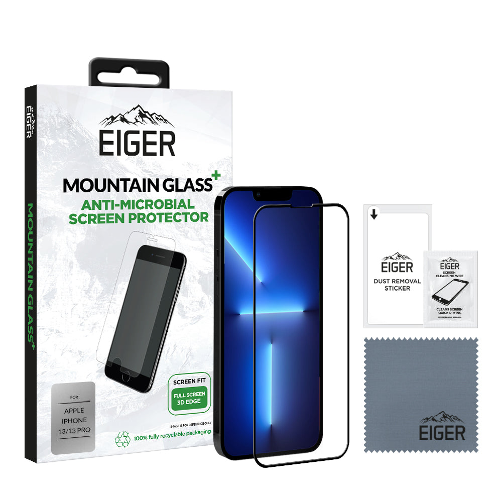 Eiger Mountain Glass+ 3D Anti-Microbial Screen Protector for Apple iPhone 13 / 13 Pro / 14