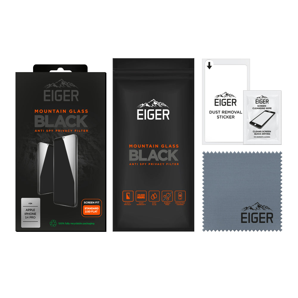 Eiger Mountain Glass Black Privacy 2.5D Screen Protector for Apple iPhone 14 Pro