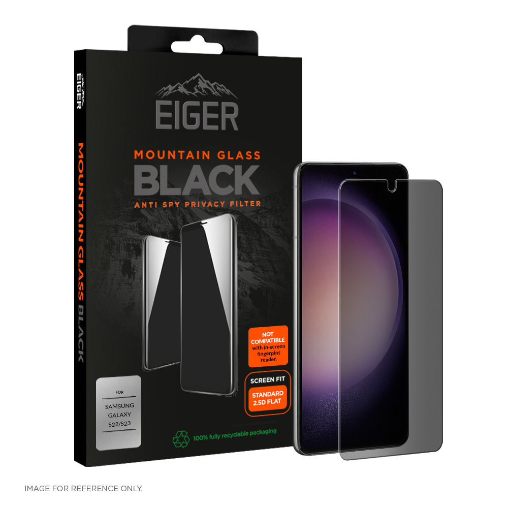 Eiger Mountain Black Privacy 2.5D Screen Protector for Samsung Galaxy S22 / S23 in Black