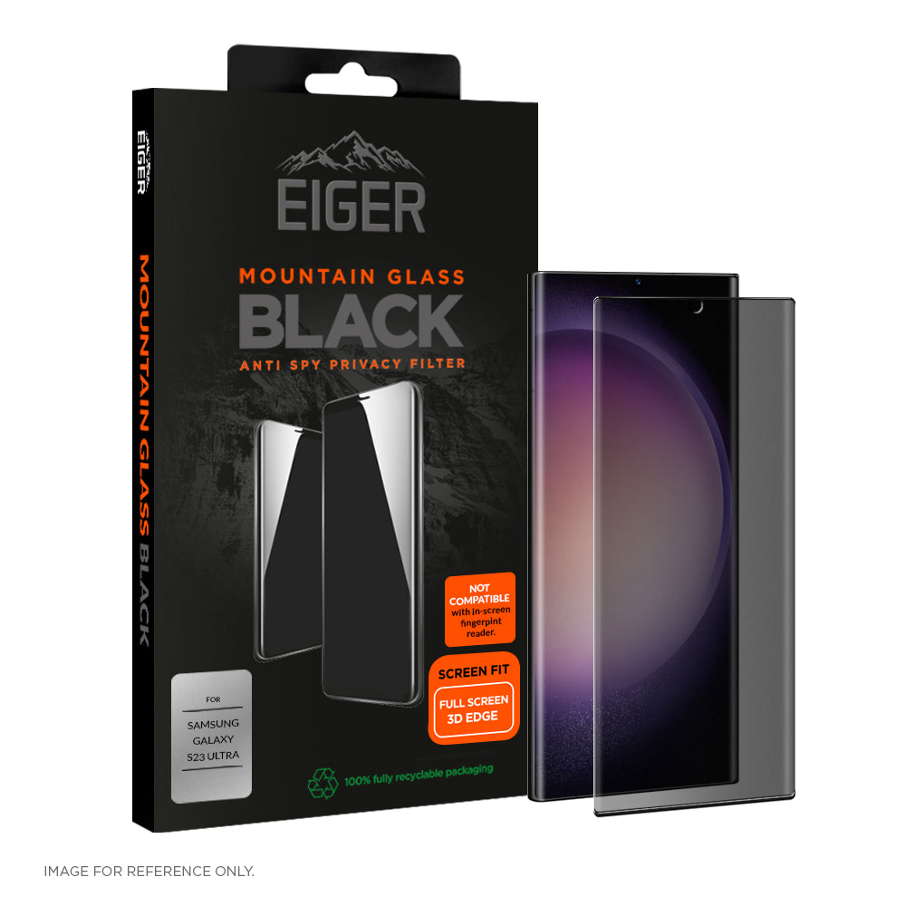 Eiger Mountain Black Privacy 3D Screen Protector for Samsung Galaxy S23 Ultra in Black