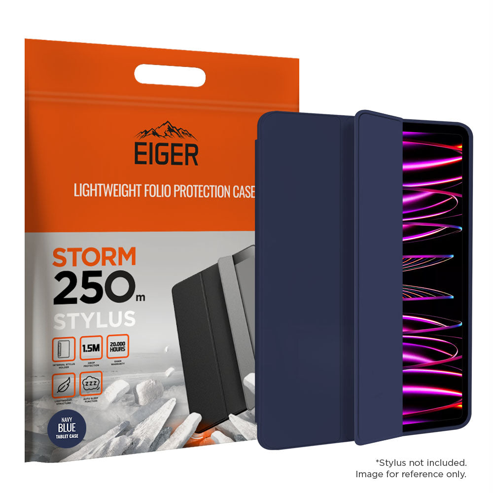 Eiger Storm 250m Stylus Case for Apple iPad Pro 12.9 (2021) / (2022) in Navy Blue