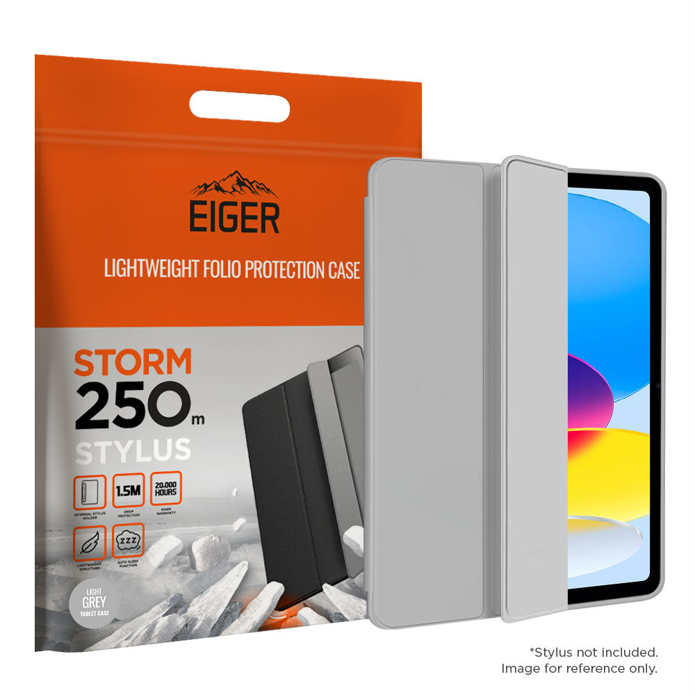 Eiger Storm 250m Stylus Case for Apple iPad 10.9 (10th Gen) in Light Grey