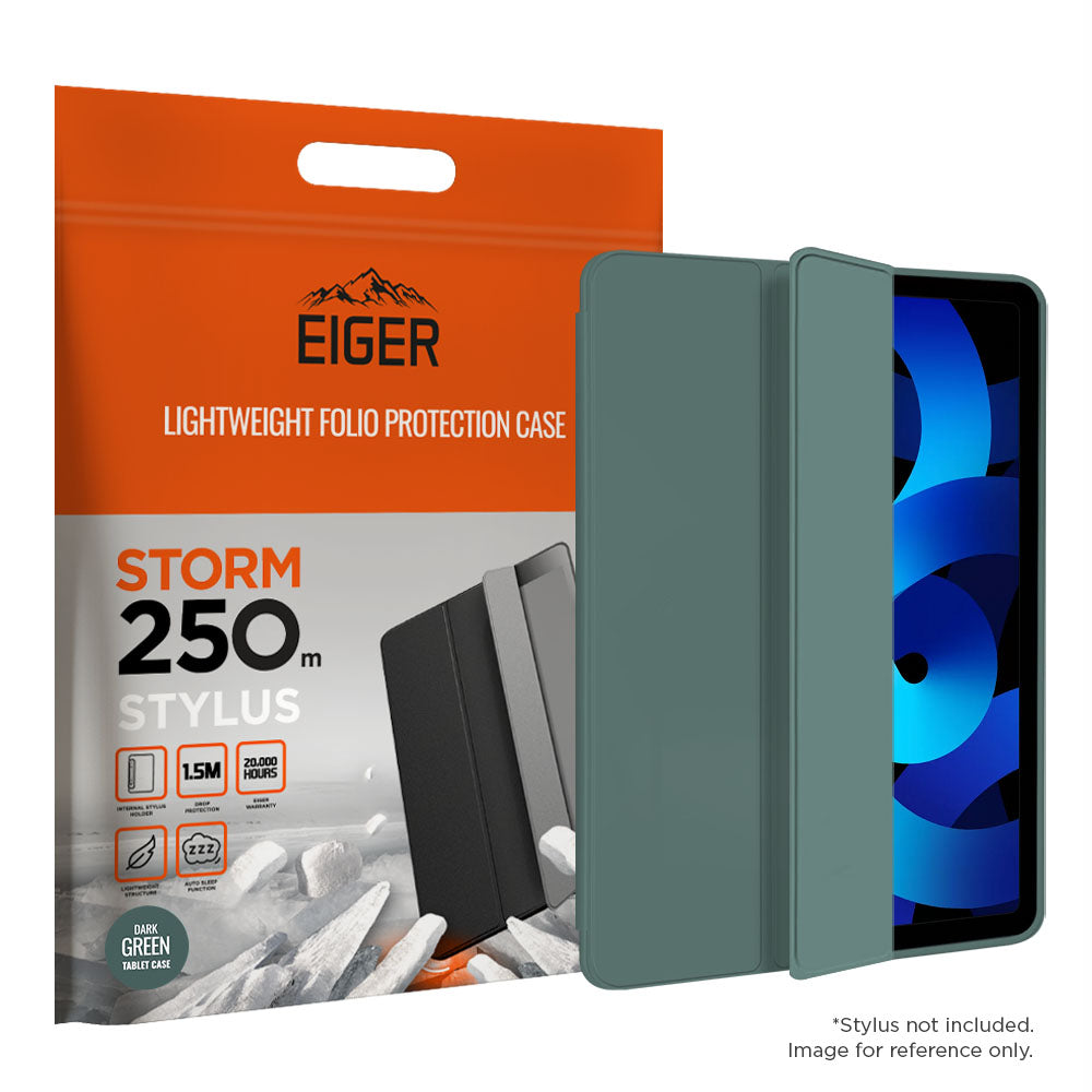 Eiger Storm 250m Stylus Case for Apple iPad Air (2022) in Dark Green