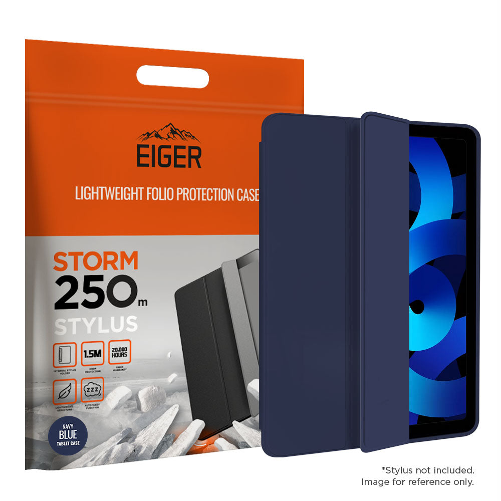 Eiger Storm 250m Stylus Case for Apple iPad Air (2022) in Navy Blue