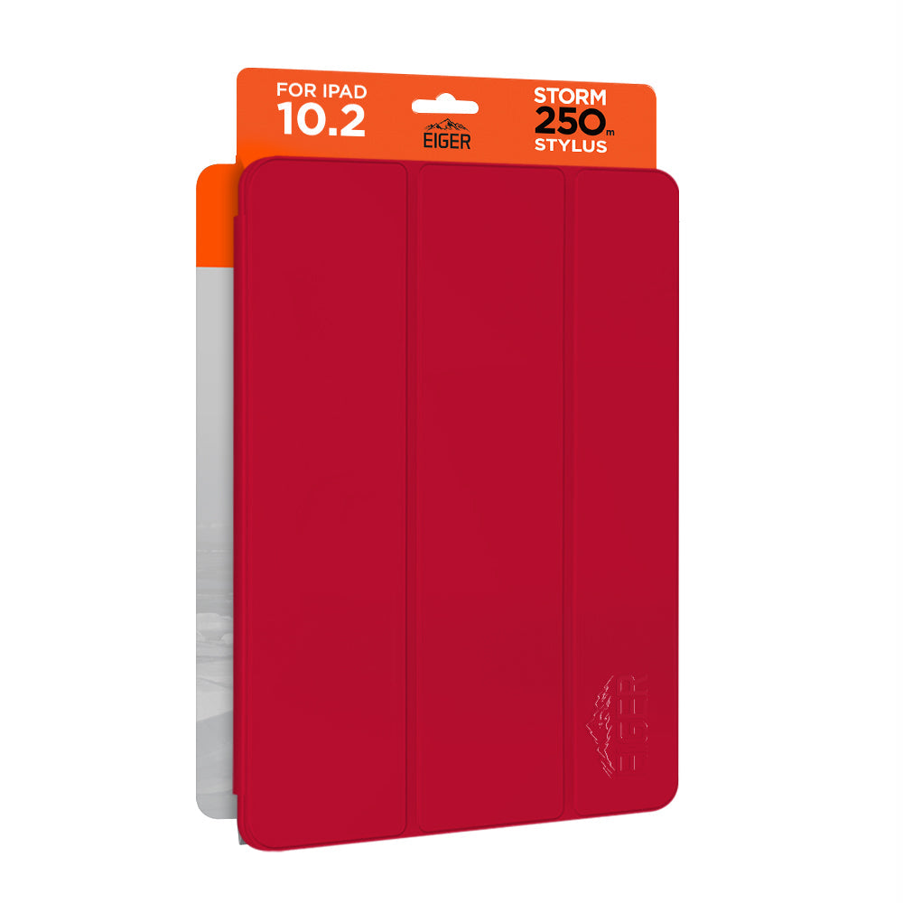 Eiger Storm 250m Stylus Case for Apple iPad 10.2 (9th Gen) in Red in Retail Sleeve