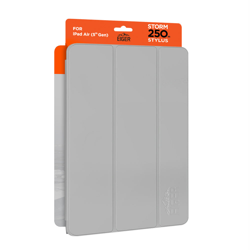 Eiger Storm 250m Stylus Case for Apple iPad Air (2022) in Light Grey in Retail Sleeve