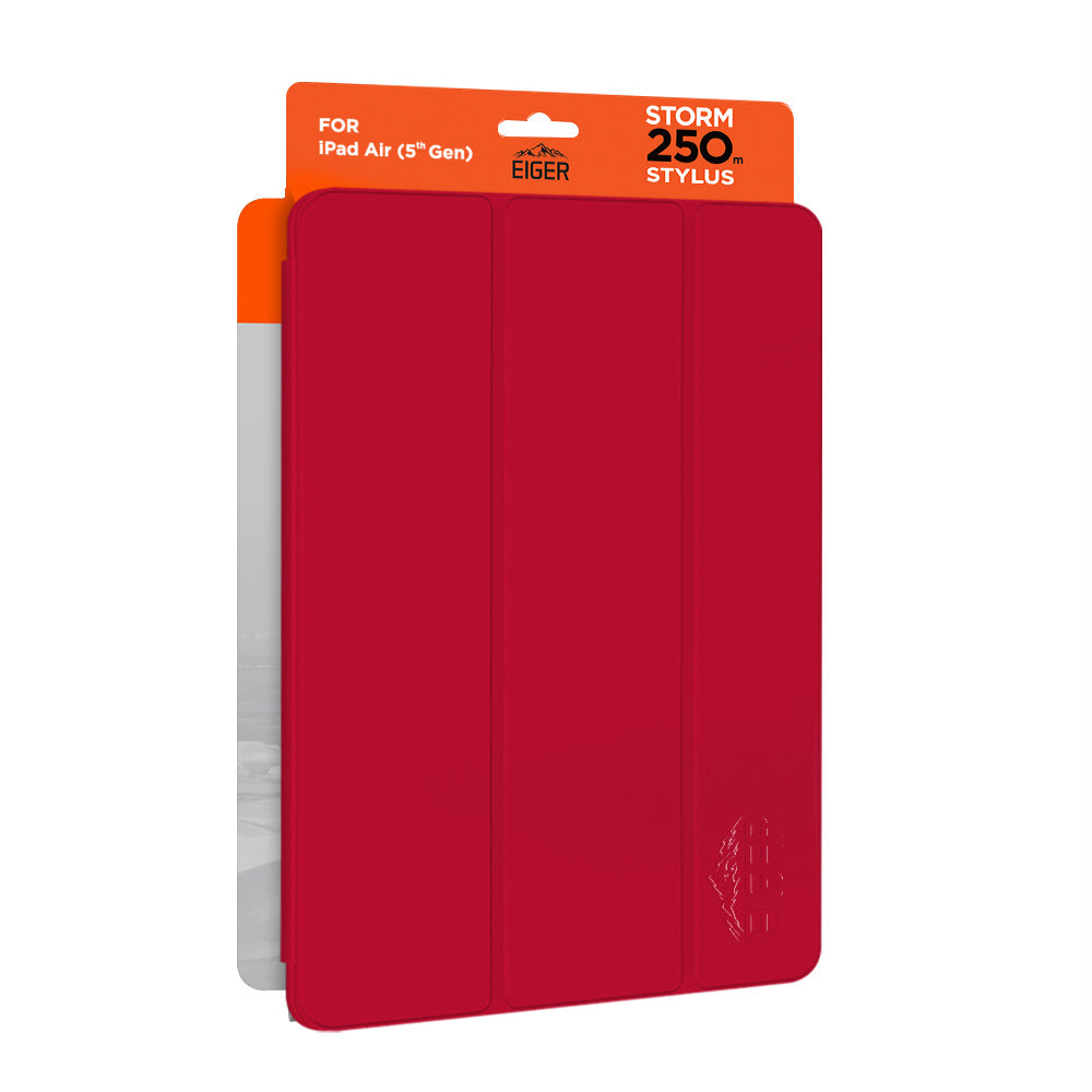 Eiger Storm 250m Stylus Case for Apple iPad Air (2022) in Red in Retail Sleeve