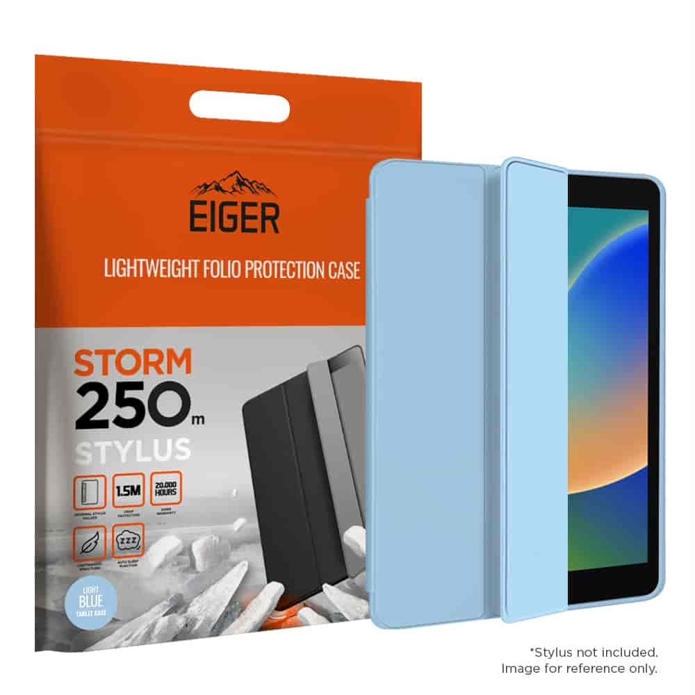 Eiger Storm 250m Stylus Case for Apple iPad 10.2 (9th Gen) in Light Blue